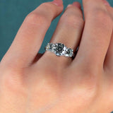 GIA 1.62 Carat Diamond Three-Stone Engagement Ring in 18K White Gold