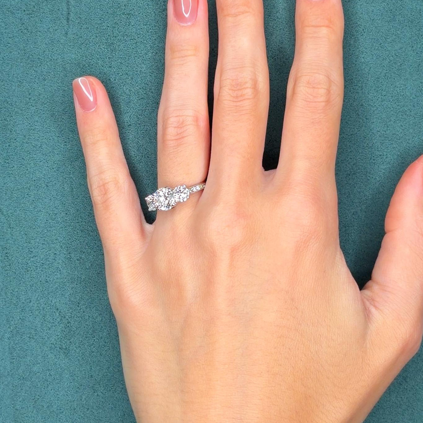GIA 1.62 Carat Diamond Three-Stone Engagement Ring in 18K White Gold