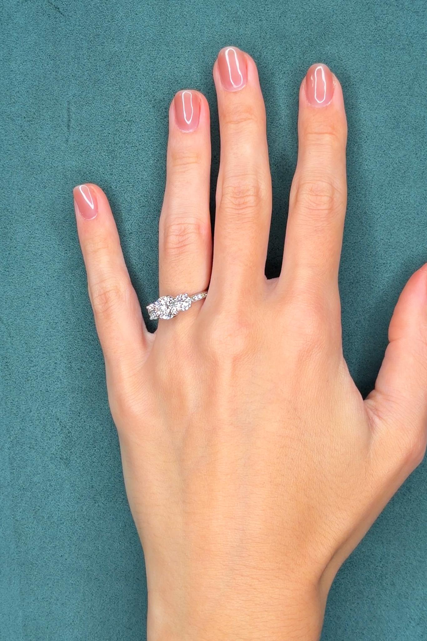 GIA 1.62 Carat Diamond Three-Stone Engagement Ring in 18K White Gold