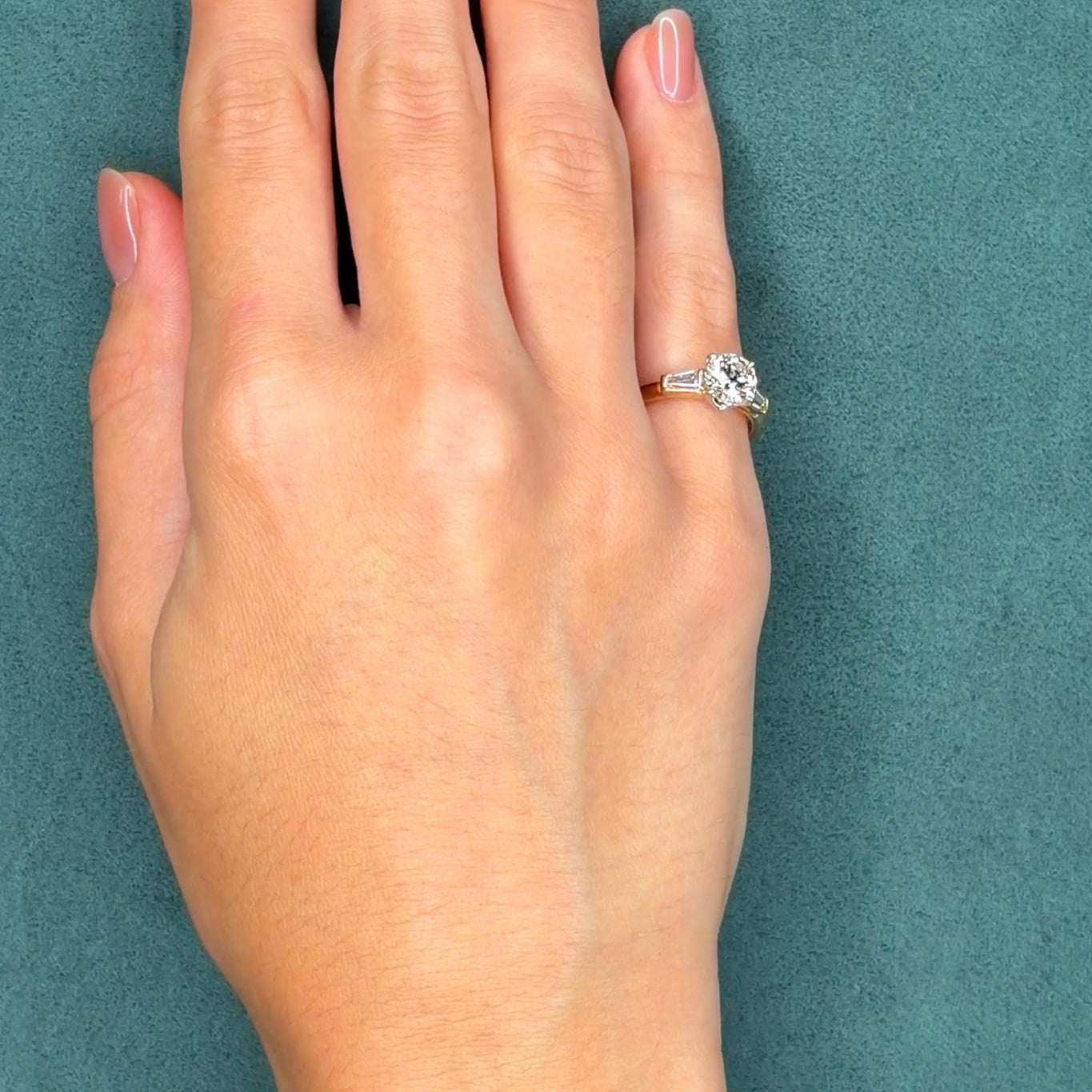 GIA 1.22ct Round Brilliant Diamond Engagement Ring, 14K Yellow & White Gold