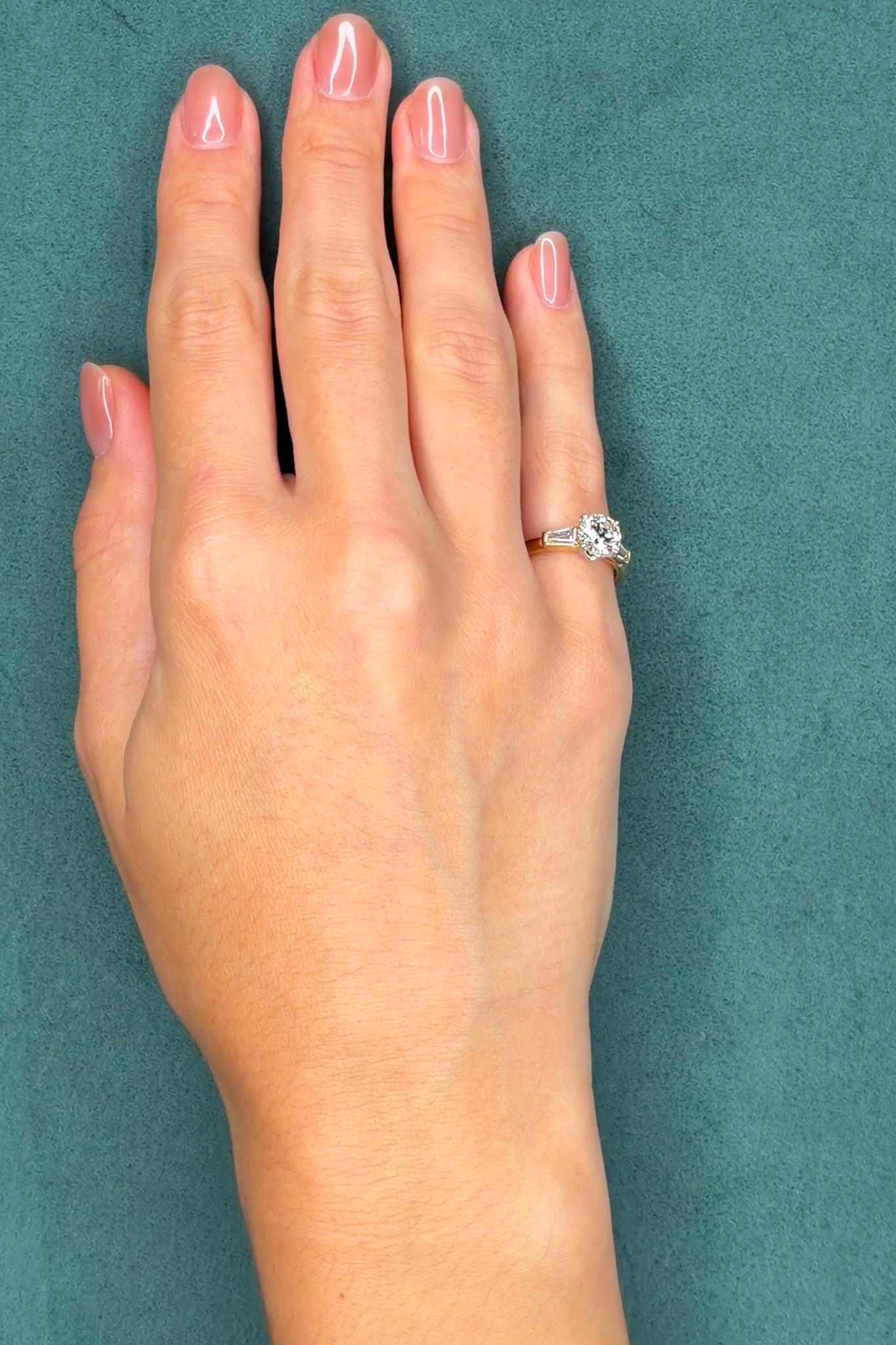GIA 1.22ct Round Brilliant Diamond Engagement Ring, 14K Yellow & White Gold