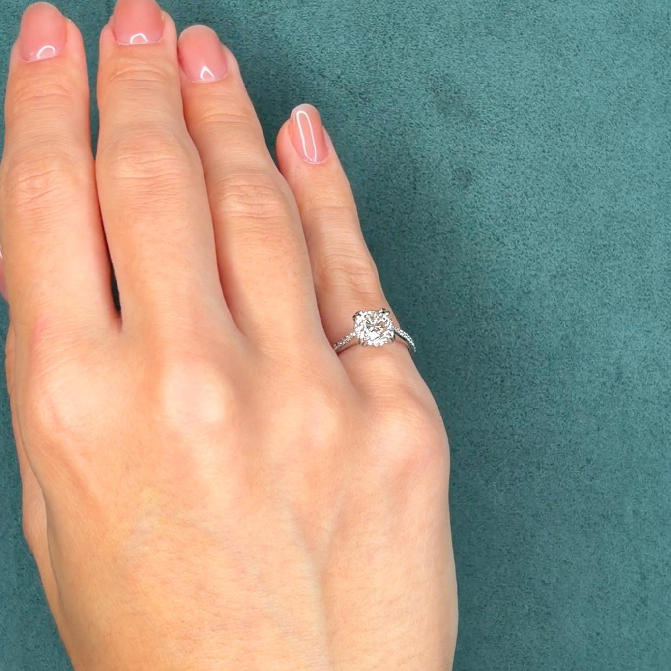 1.12 Carat Diamond Engagement Ring in Platinum, Eternity Band Mount