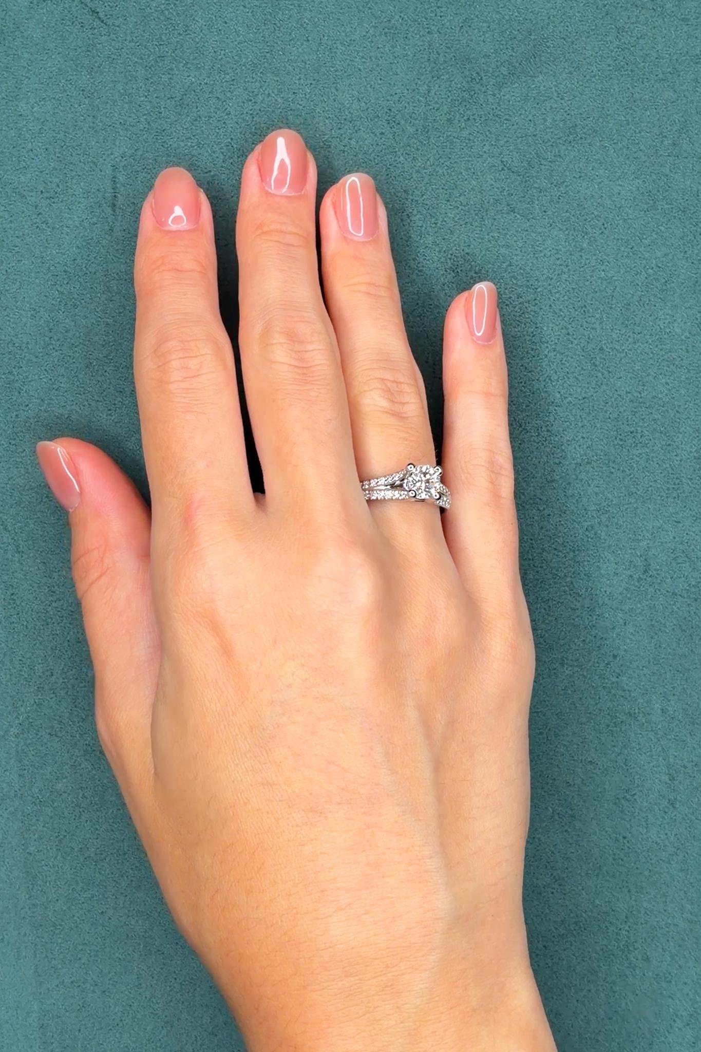 GIA 1ct Diamond Platinum Pavé Engagement Ring, I/VS1