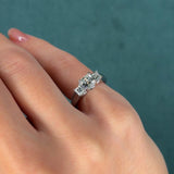 Three-Stone Radiant Cut Diamond Engagement Ring, Platinum, 1.21 ct