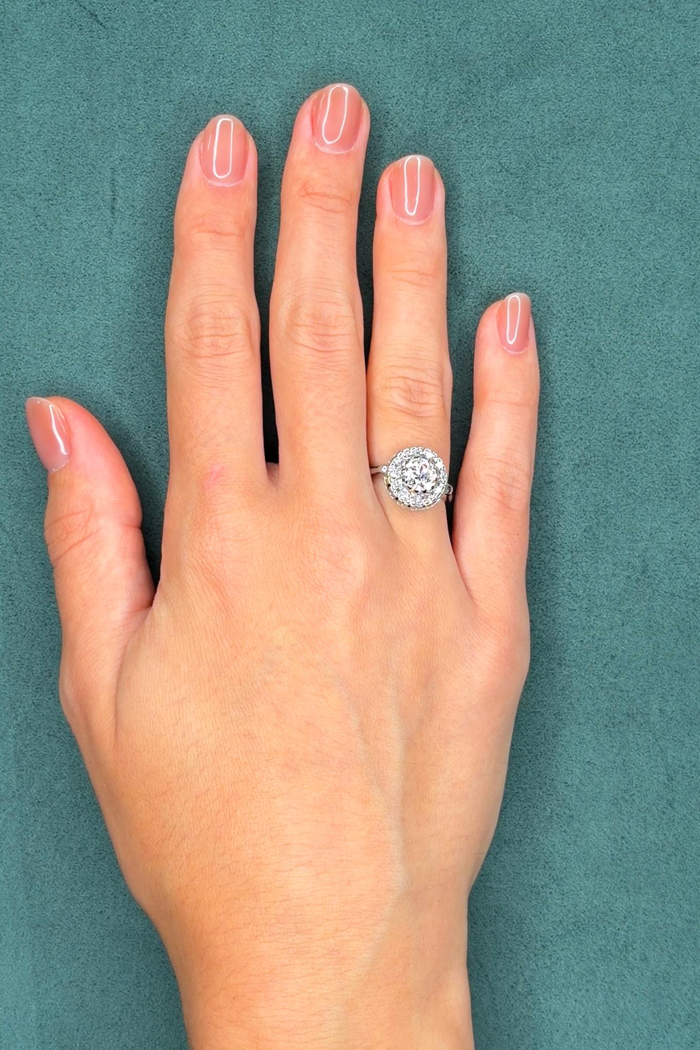 Art Deco 1930s Diamond Solitaire Ring, 1.40ct Old European Cut, 14K White Gold