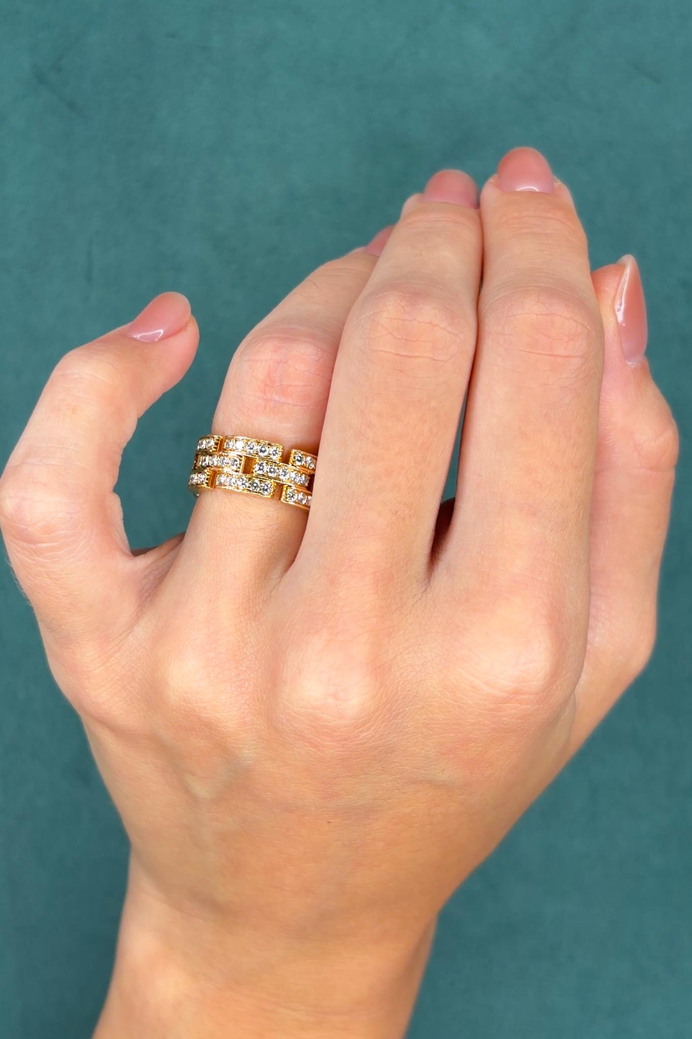 Cartier Maillon Panthère 18K Yellow Gold Diamond Band Ring, 1.40ct, Original Box