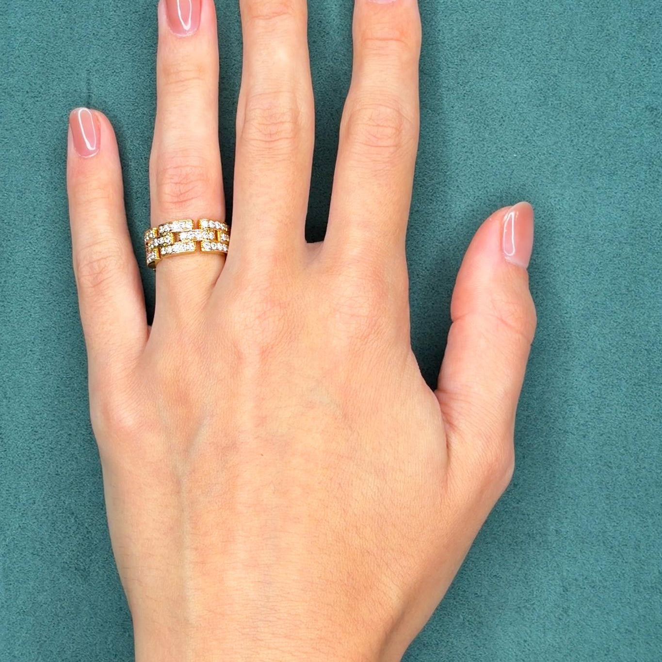 Cartier Maillon Panthère 18K Yellow Gold Diamond Band Ring, 1.40ct, Original Box