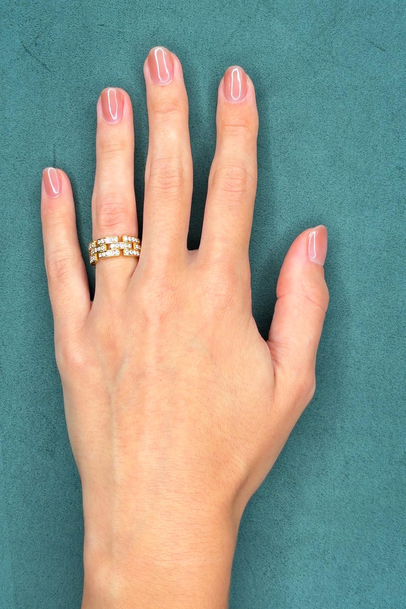 Cartier Maillon Panthère 18K Yellow Gold Diamond Band Ring, 1.40ct, Original Box