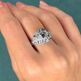 Art Deco 1.19ct Diamond Bombe Ring in Platinum, Old European Cut, Circa 1920s