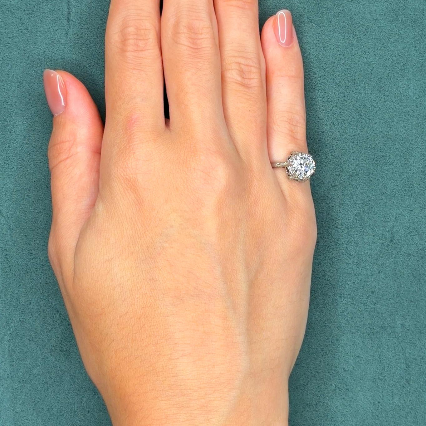 Edwardian Old European Cut Diamond Platinum Ring, 1.85ct, Circa 1910