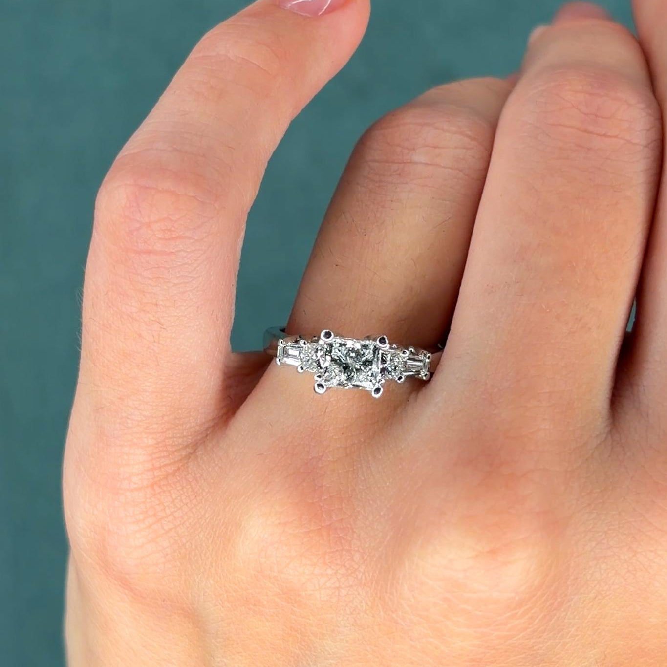 GIA 1.02ct Diamond Platinum Three-Stone Ring