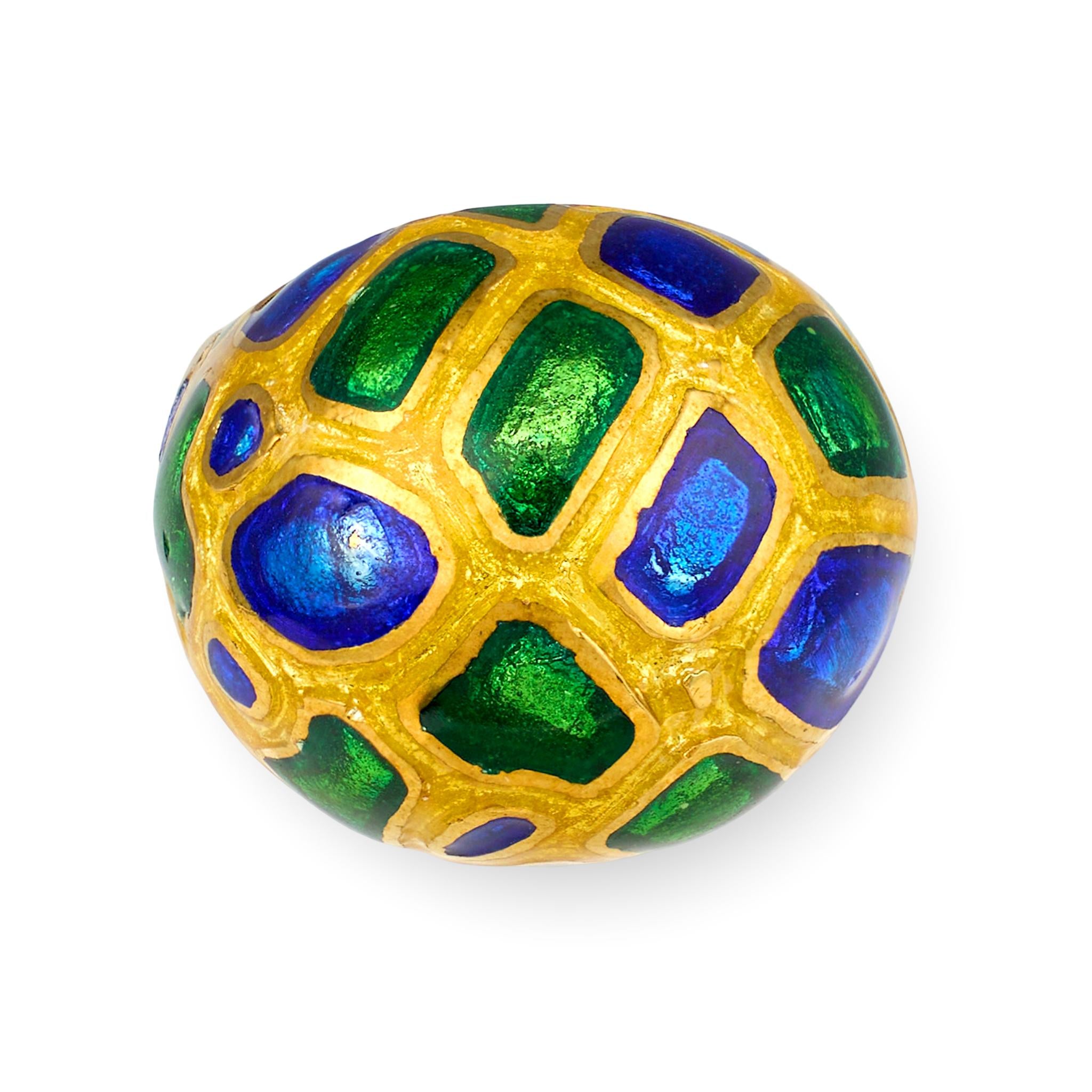 Mosaic Enamel Gold Dome Ring, Circa 1970s