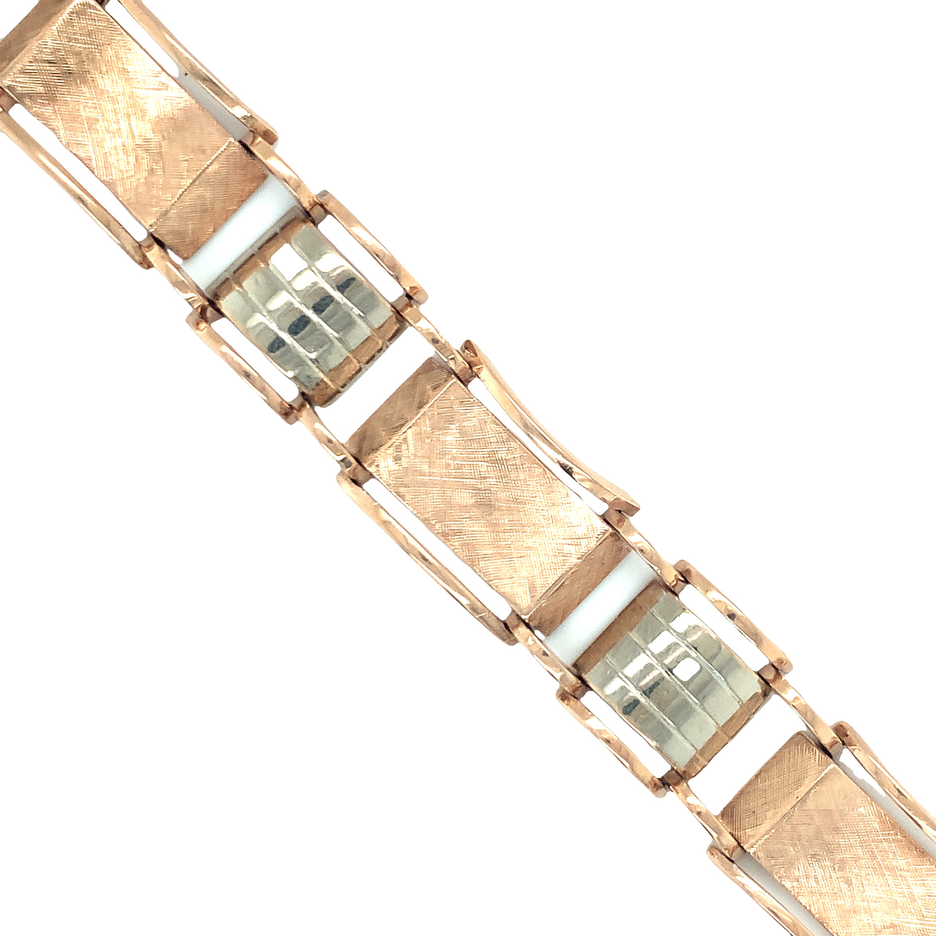 Retro 14K Rose and White Gold Link Bracelet