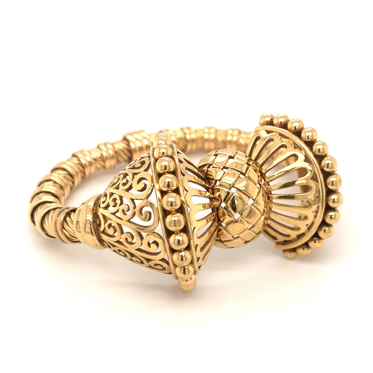 Retro Bow Motif 18K Yellow and Rose Gold Bracelet, circa 1940s