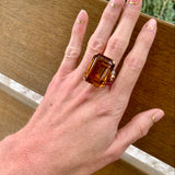 Retro Citrine, Ruby and Diamond 18K Rose Gold Ring, circa 1940s