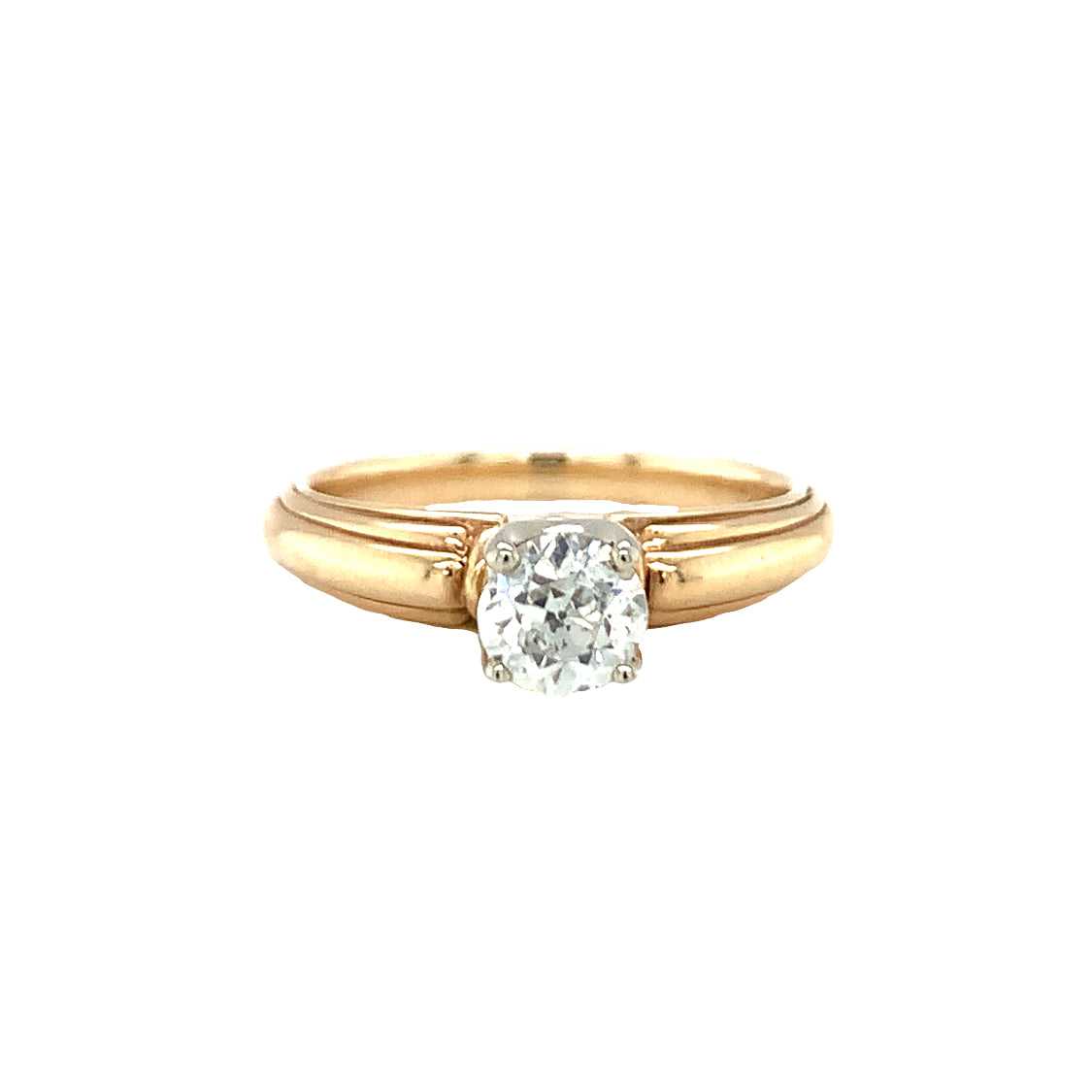 Retro Diamond Engagement Yellow Gold Ring