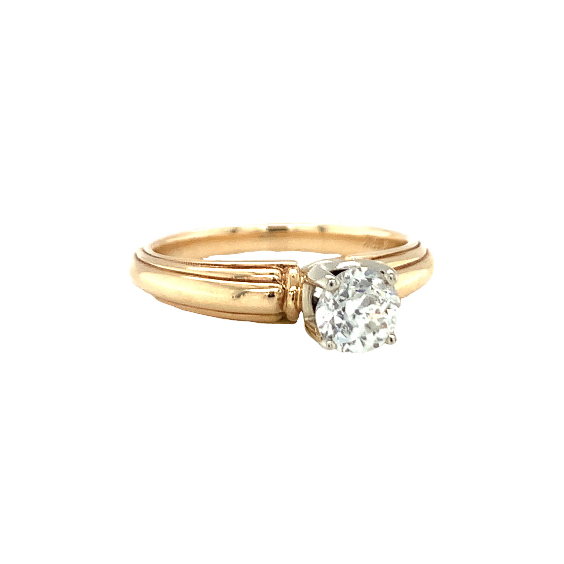 Retro Diamond Engagement Yellow Gold Ring
