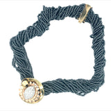Retro Diamond and Hematite Platinum and 14k Gold Necklace, circa 1940s
