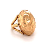Retro Marquise-Shaped Hammered Rose Gold Ring