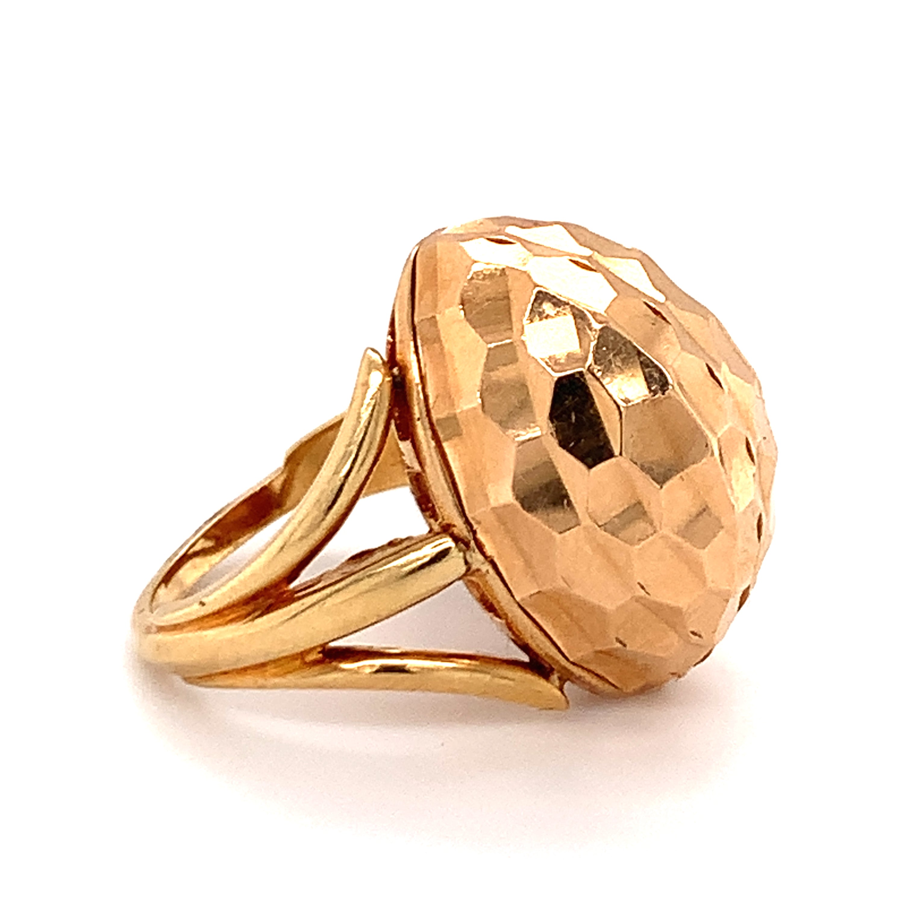 Retro Marquise-Shaped Hammered Rose Gold Ring