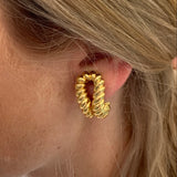 Ribbed 18k Yellow Gold Earclips, circa 1960s