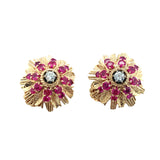 Ruby and Diamond 14K Yellow Gold Earclips