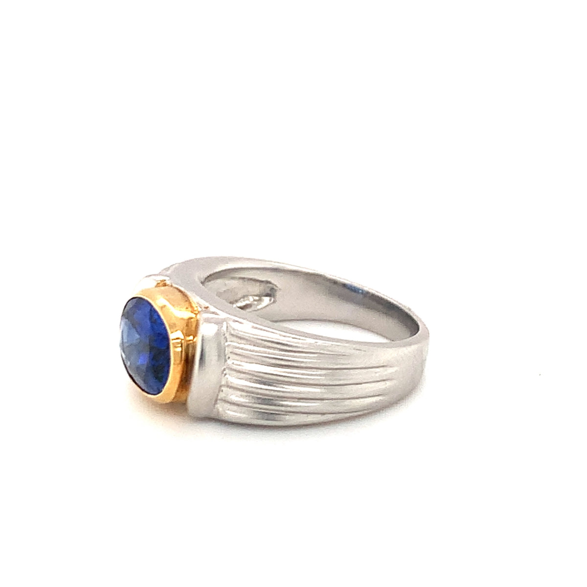 Sapphire Platinum and Yellow Gold Ring, circa 1990s