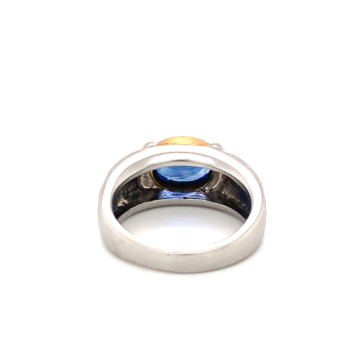 Sapphire Platinum and Yellow Gold Ring, circa 1990s