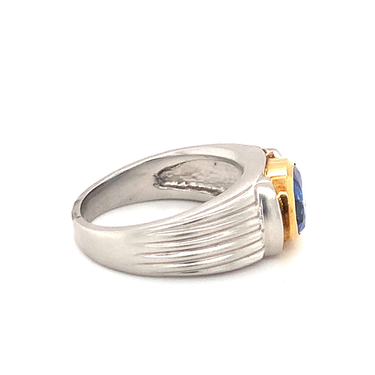 Sapphire Platinum and Yellow Gold Ring, circa 1990s