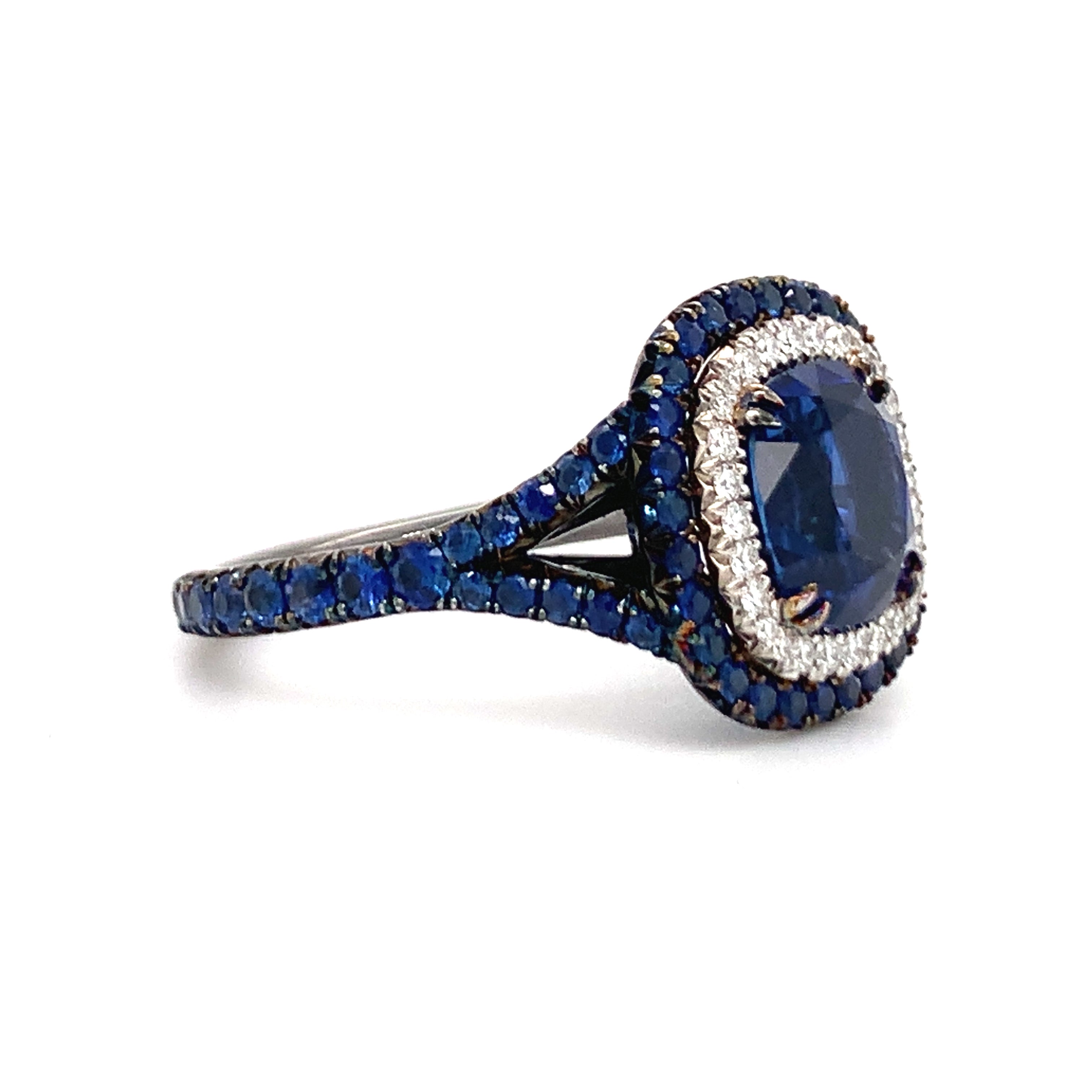 Sapphire and Diamond Platinum Ring by Omi