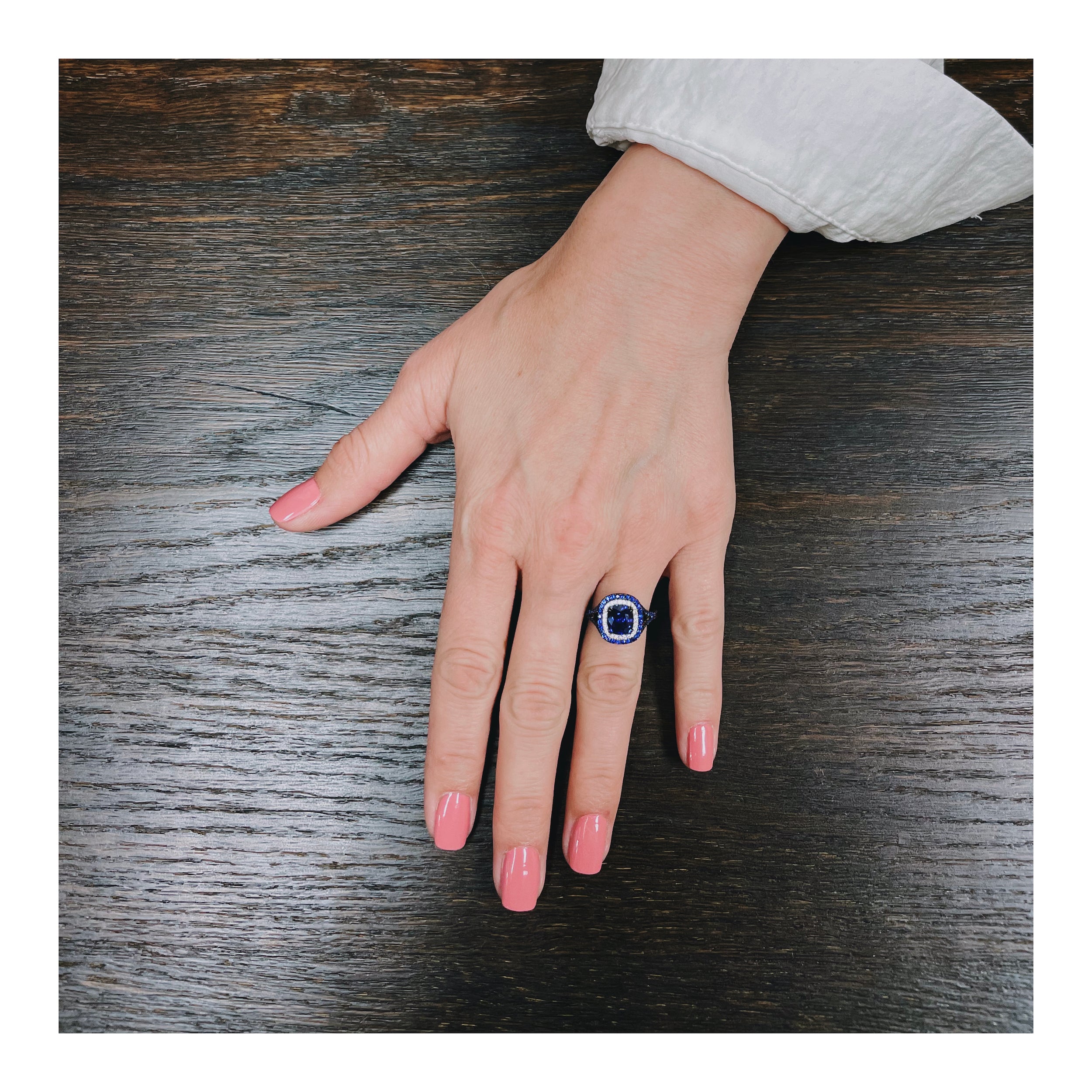 Sapphire and Diamond Platinum Ring by Omi