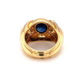 Sapphire and Diamond Ring in 18K Yellow Gold, circa 1970s