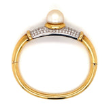 South Sea Pearl and Diamond 18k Yellow Gold Bangle, circa 1970s