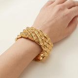 Italian 18K Rosey Yellow Gold Pyramid Link Bracelet, Circa 1960s-1970s