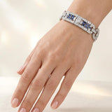 Art Deco Waslikoff & Sons Diamond and Sapphire Platinum Bracelet, Circa 1925