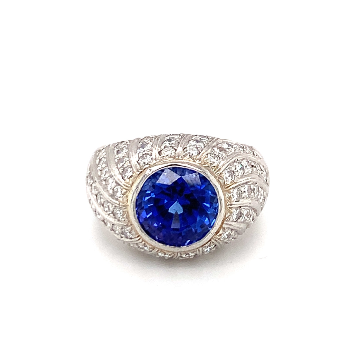 Tanzanite and Diamond Platinum Ring, circa 1970s