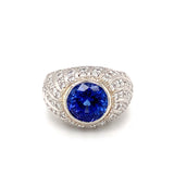 Tanzanite and Diamond Platinum Ring, circa 1970s