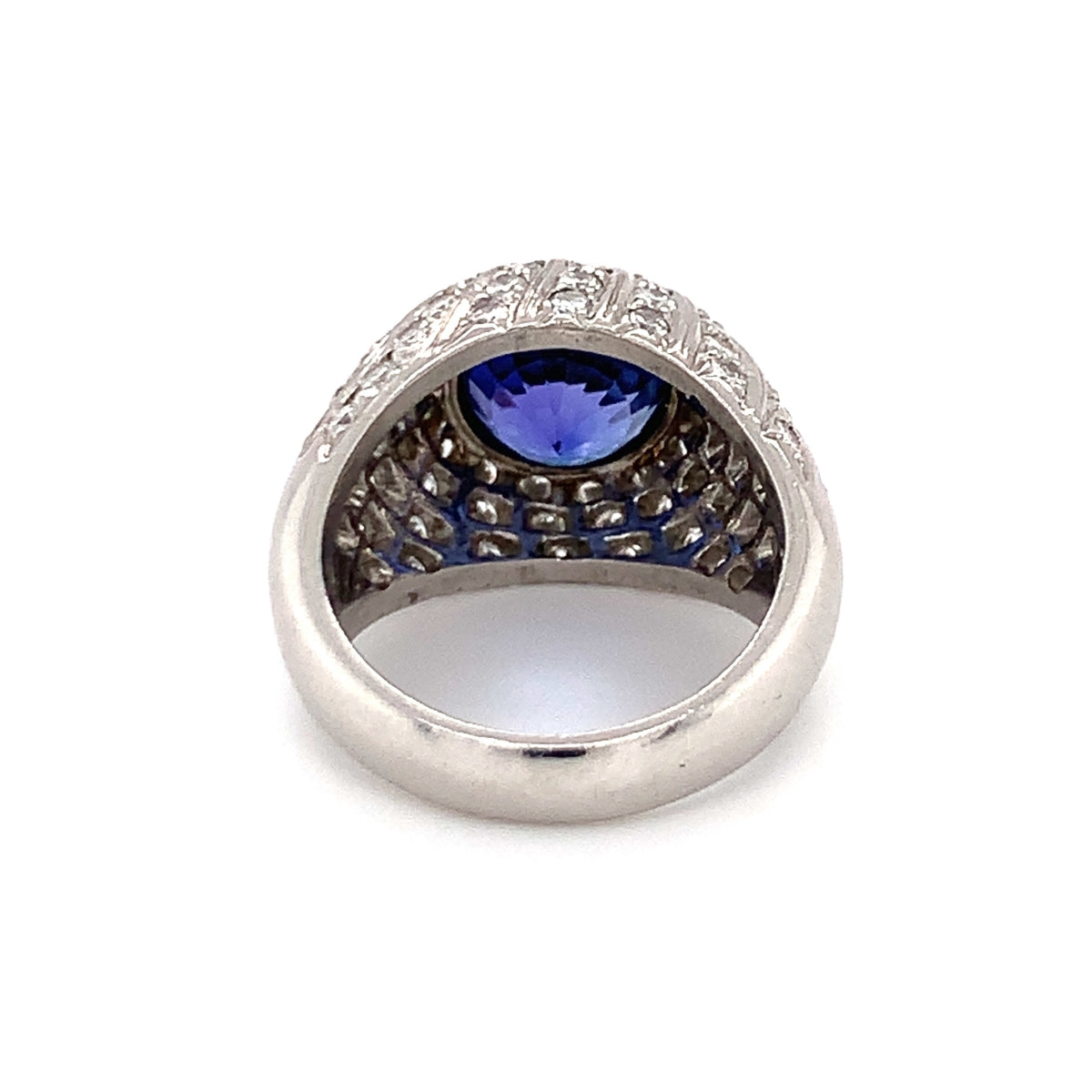 Tanzanite and Diamond Platinum Ring, circa 1970s