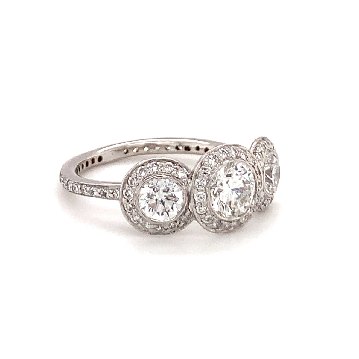 Three-Stone Diamond 18K White Gold Ring