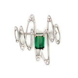Tourmaline and Diamond 18K White Gold Brooch / Pendant