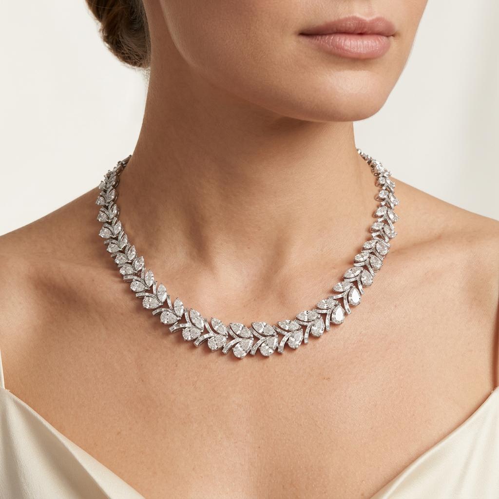 Mid-Century 48 Carat Diamond Platinum Necklace, Circa 1950s