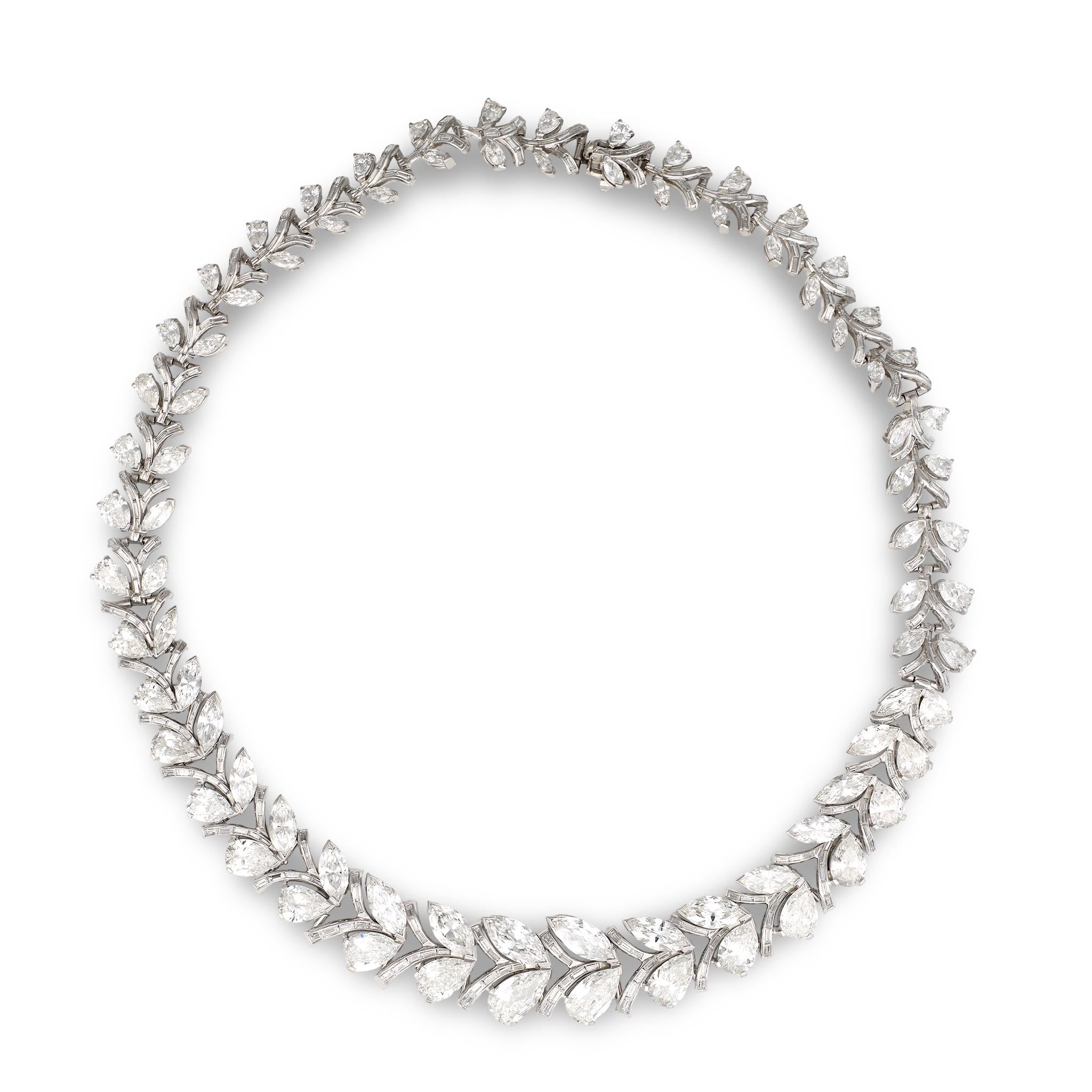 Mid-Century 48 Carat Diamond Platinum Necklace, Circa 1950s