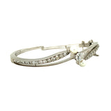 Victorian 14K White Gold Diamond and Pearl Bangle