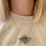 Victorian Gem-set Dragonfly Platinum and Gold Pendant / Brooch