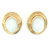 White Jadeite Jade 18K Gold Earclips by Gumps