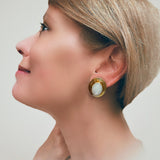 White Jadeite Jade 18K Gold Earclips by Gumps