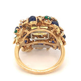Yellow Sapphire and Multi-Gem Gold Cocktail Ring by Julius Cohen, circa 1970s