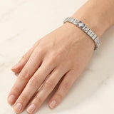 Art Deco Diamond and Sapphire Platinum Line Bracelet, 4 Carats, 1920s