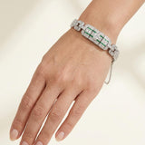 Art Deco Platinum Diamond & Emerald Bracelet, 7ct, 173 Diamonds, 1920s