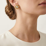 Fluted 18K Gold Diamond Earclips, Circa 1970s